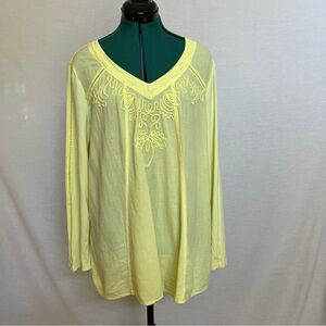 Soft Surroundings Light Yellow Embroidered Blouse